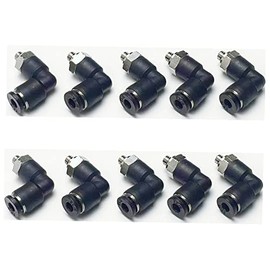 VETLEY Pneumatic Male Elbow 5/32 Inch OD Tube x 10-32 UNF Push to Connect Fittings PL5/32-U10(Pack of 10)