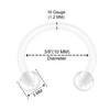 6PCS Bioplastic Clear Monroe Piercing Retainer 16 Gauge 3/8 10mm