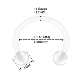 6PCS Bioplastic Clear Monroe Piercing Retainer 16 Gauge 3/8 10mm Ball Medusa Lobe Earrings Cartilage Jewelry 2500