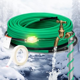 HEATIT Heat Tape for Water Pipe Freeze Protection Self-Regulating Heat Cable for Metal And Plastic Pipes Roof & Gutters De-Icing Heating Trace Tape Anti-Freeze Pipe Heater System 6ft Lighted Plug 16FT