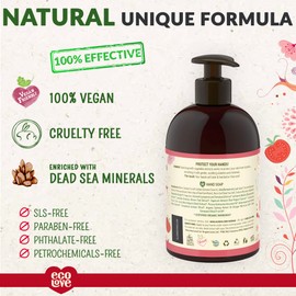 ecoLove - Natural Liquid Hand Soap - Organic Tomato and Beetroot - No SLS or Parabens - Vegan and Cruelty-Free Hand Soap, 17.6 oz
