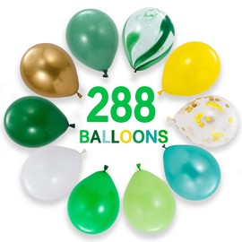 TONIBOL Dinosaur Birthday Party Supplies 288pcs Balloons Dino Party Favors Decoration Kids Happy Birthday Banner Curtain Backdrop, Yellow,white,green