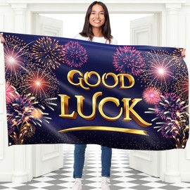 Good Luck Banner - We Will Miss You Banner 5ft x 3ft - We Will Miss You Decorations - Farewell Banner - Going Away Party Decorations - Double Stitched (Blue)