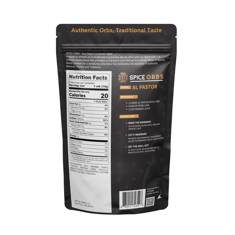 Al Pastor Spice Orbs, Instant Al Pastor Mix, 2 Pack,