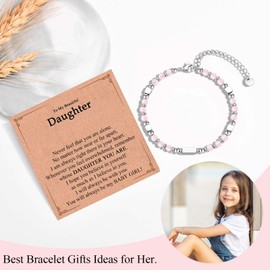 FIEEFX Daughter Gifts To My Daughter Bracelet Christmas Valentines Birthday Graduation Back to School First Day of School Gifts for Daughter Girls Kids Teens as Stocking Basket Stuffers from Mom Dad