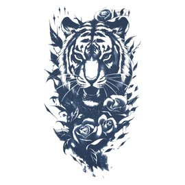 Jagua Tattoo Tattoo Stickers, 2 Weeks Disappearing Henna Tattoo, Real Thinking Tiger, Lion, Leopard, Fierce Beast (gz1133)