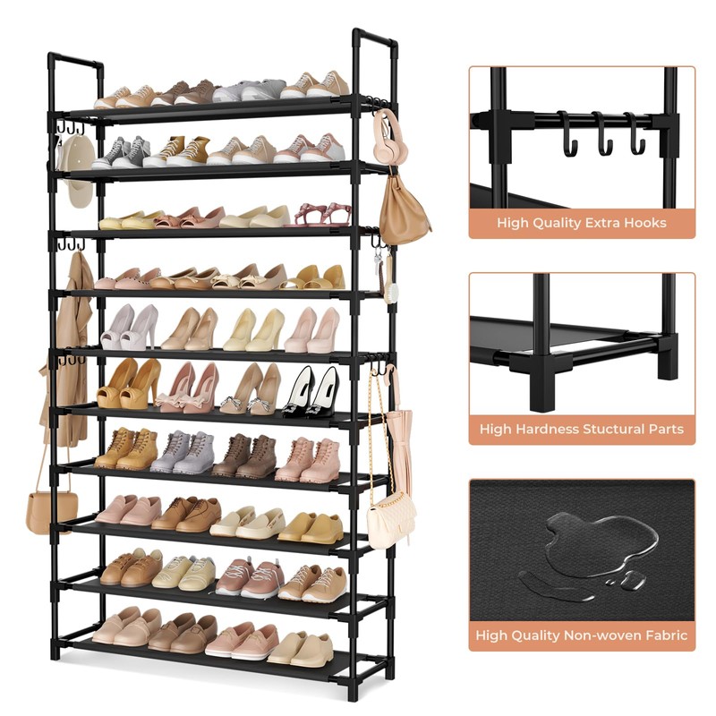 LANTEFUL Tall Shoe Rack 10 Tier Shoe Organizer Large Shoe