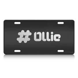 Press Fans - Ollie Male Name S.Steel Car SUV Truck License Plate Decorative Tag Black-D#c86