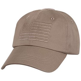 Rothco Tactical Operator Cap with US Flag, Khaki, One Size