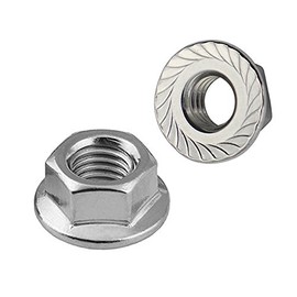 M4 Serrated Flange Nuts Flanged Locknuts, Stainless Steel 18-8 (304), Bright Finish, 50 PCS