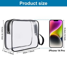 CGBE Transparent Cosmetic Bag 3 Pieces Makeup Bag Handbag Cosmetic Bag Toiletry Bag Transparent with Zip for Travel Toiletries Women Men, 3pcs-black