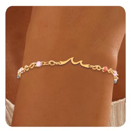 AINILOVE Inspirational Gifts for Women 14k Gold Plated Stainless Steel Wave Bracelet Inspirational Friendship Gifts for Women Teens Daughter Mom Sister Friends, Adjustable, Copper, no gemstone