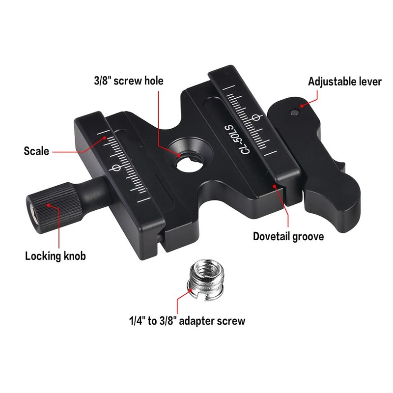 Eacam CL-50LS Aluminum Alloy Quick Release Clamp with Adjustable Lever