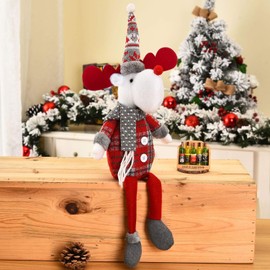 Christmas Doll Ornament Christmas Sitting Decoration Cute Long Leg Santa Snowman Elk Mouse Plush Doll Xmas Ornament for Christmas Tree Pendant Holiday Party Home Table Indoor Ornament Xmas Gift