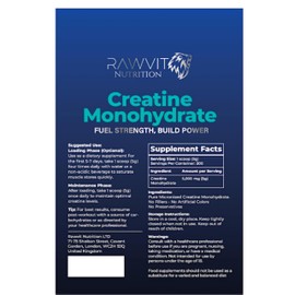 Rawvit Nutrition Unflavoured Creatine Monohydrate Powder 1Kg, 200 Servings(5g), 6 Month+ Supply, micronised, Easy Dissolve, for Muscle Building and Performance