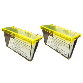 Outdoor Vehicle Business Card Holder Boxes - Clear Boxes with Yellow Lid for Car Van Shop & Stall - Pack of 2