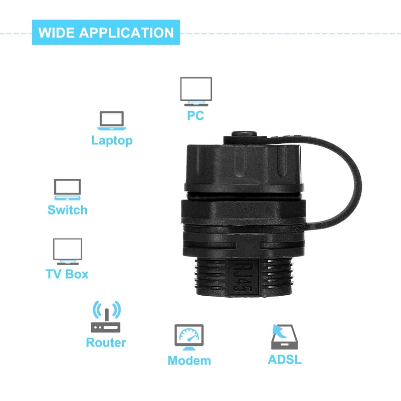 sourcing map RJ45 Panel Mount Coupler, IP67 Shielded Industrial Panel