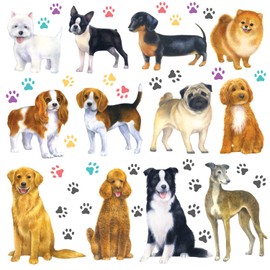 DECOWALL DS8-8045 Dog Paw Wall Sticker, Paw Dogs, Pack of 53 Wall Stickers, Wall Stickers for Children, Gift, Children's Room, Wall Decoration