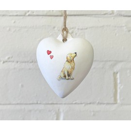 Image Industry Golden Retriever Ceramic Heart Bauble - Dog Lovers - Gift for the Home - Hanging Ornament