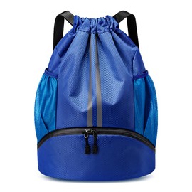 GAOHUI Drawstring Bags, Waterproof Backpack Swimming Bag for Kids, Gym Bag with Shoe Compartment, PE Sports Bag for Sports School Beach Holidays Swimming Travel (Blue)