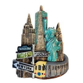 3D New York Skyline Refrigerator Magnet Sticker Tourists Travel Souvenirs, 3D NYC Landmark Broadway Times Square Statue of Liberty for Home & Kitchen Decor