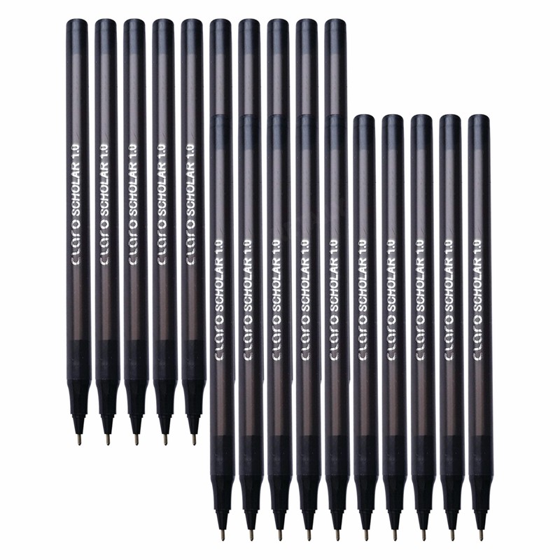 CLARO Scholar Ballpoint Pens, BLACK, Medium Point (1.0mm), Pack of