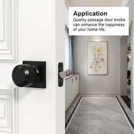 goldenwarm 6 Pack Matte Black Closet Door Knobs, Interior Passage Door Knobs, Black Non-Locking Knobs for Hallway & Closet