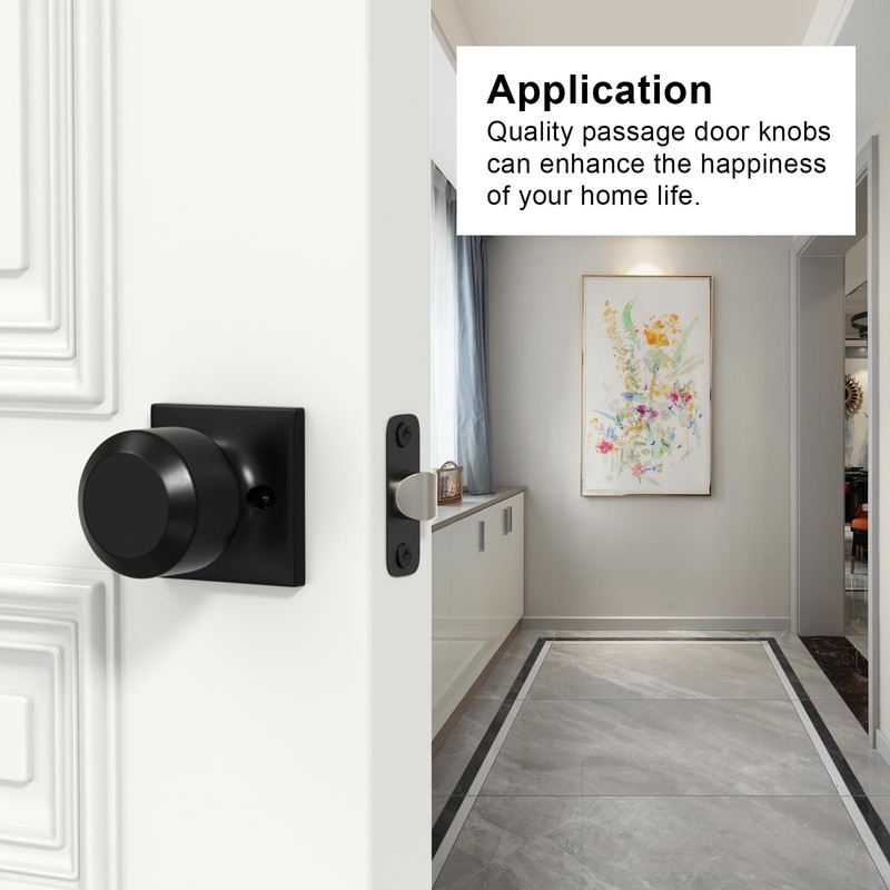 goldenwarm 6 Pack Matte Black Closet Door Knobs, Interior Passage