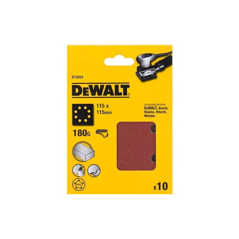 Dewalt DT3024-QZ Quarter Sanding Sheet, Pre-Punched, 115 mm x 115