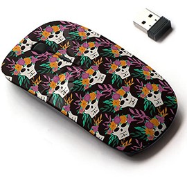 2.4G Wireless Mouse with Cute Pattern Design for All Laptops and Desktops with Nano Receiver - Dia de Los Muertos Traditional
