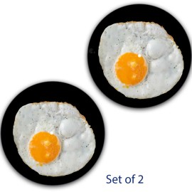 Plastic Waffles Set of 2 Fried Egg #2 Food Theme Slipmat Turntable 12" Scratch Pad Slip Mat x2