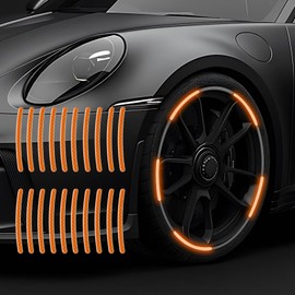 Maicican 20PCS Car Wheel Reflective Decorative Strip,Night Safety Warning Stickers,Cars,Motorcycles,Bicycles are Applicable, Colorful and Diverse, a Street The Most Beautiful Car (Orange)