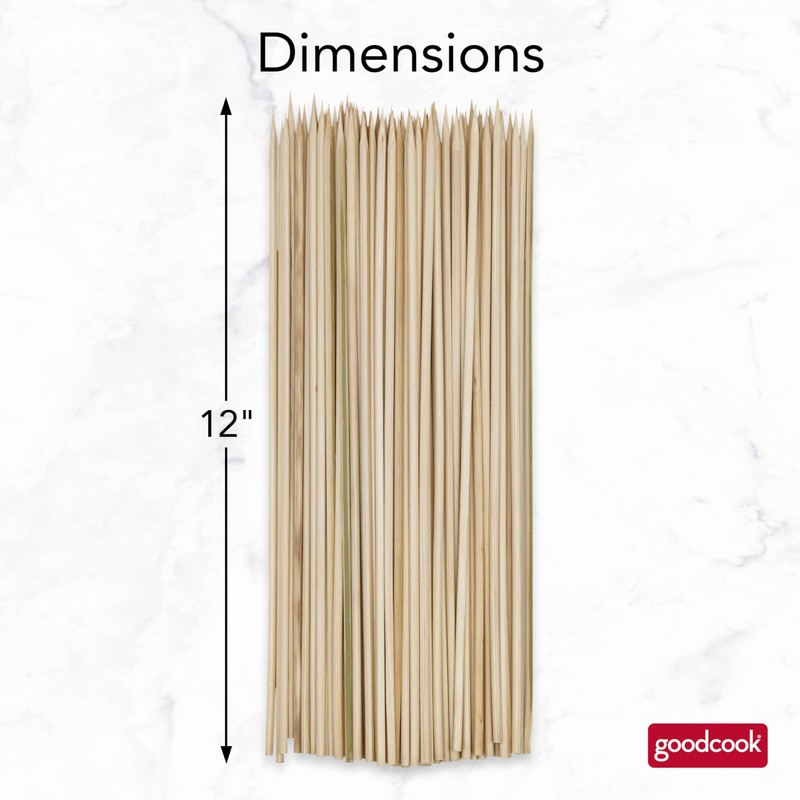 GoodCook Everyday 12-Inch Bamboo Skewers, 100-Count, Wooden Skewers for Grilling,