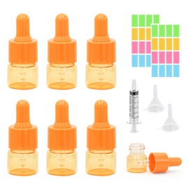 Mehrfarbig Mini Pipettenflasche,6 Stück 5ml Mini Glasflasche mit Tropfpipette nachfüllbarer kleiner Probenfläschchen Apothekerflasche Pipette Flasche Für Öle Aromatherapie Ätherisches (Orange, 5ml)
