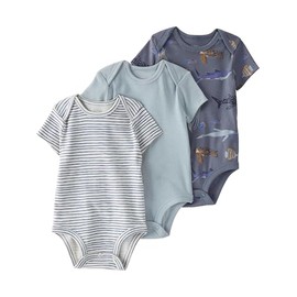 little planet by carter's Baby Bodysuits, Deep Sea Print, Painterly Stripes
