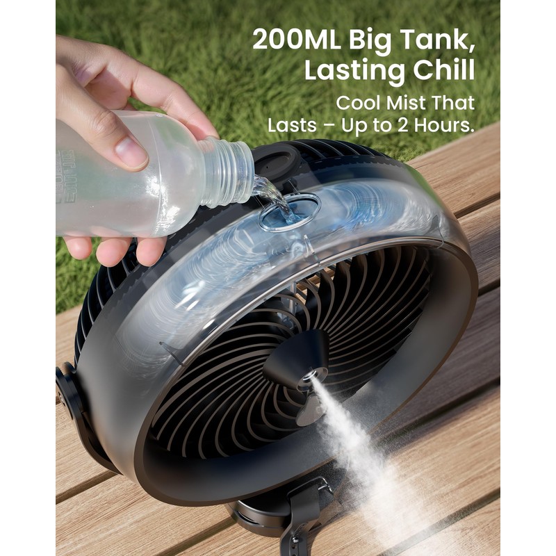 Koonie 10000mAh Battery Operated Misting Fan with Clip, Portable 8''