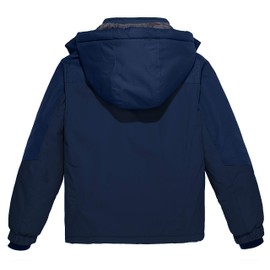 wantdo Boys' Winter Outerwear Jackets & Coats Waterproof Ski Jackets with Hood Navy 14-16