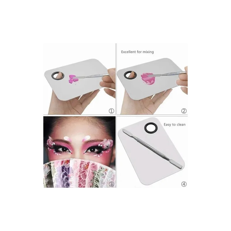 Paleta De Acero Maquillaje Inoxidable Cosméticos Y Espátula