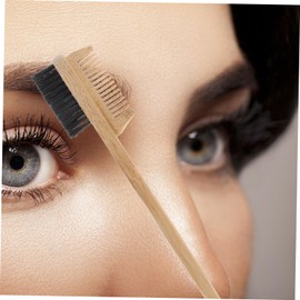 FRCOLOR 1pc Bamboo Eyebrow Brush Comb Portable Makeup Tool for Precise Brow Shaping Multi Function Cleaning Brush for Eyelashes Temples and Facial Hair Grooming