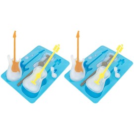 Fairly Odd Novelties Ice Cube Tray Mold Novelty Music Gift, 2 Pack, Two Pack, Blue Guitar w/Stirrers