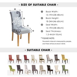 FORCHEER Dining Room Chair Covers for Dining Room Set of 4,Stretch Dining Chair Cover for Dining Room Kitchen Washable Removable(4Pack,Printed Leaf Pattern)