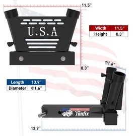 Tanfix Hitch Mount Flagpole Holder, Heavy-Duty Flag Pole Holder for 1.6" Hitch, 2 Models (Single Hole & Dual Hole with Design), Flag Holder for Jeep, Truck, SUV, RV, Camper