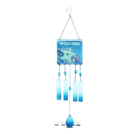 CoTa Global Seashells are Love Letters in The Sand Hanging Sea Glass Wind Chime 29.92 Inch, Nautical Windchime Outdoor Decor for Harmonic Porch, Patio & Garden, Beach Indoor Wind Chime Window Mobile