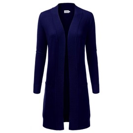 JJ Perfection Womens Casual Long Knit Cardigan Long Sleeve with Pockets Lightweight Open Front Sweater Jacket with Plus Size