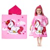 Uryxery Kids Hooded Poncho Towel - Pink Unicorn, 23.6×47.2in (60×120cm)