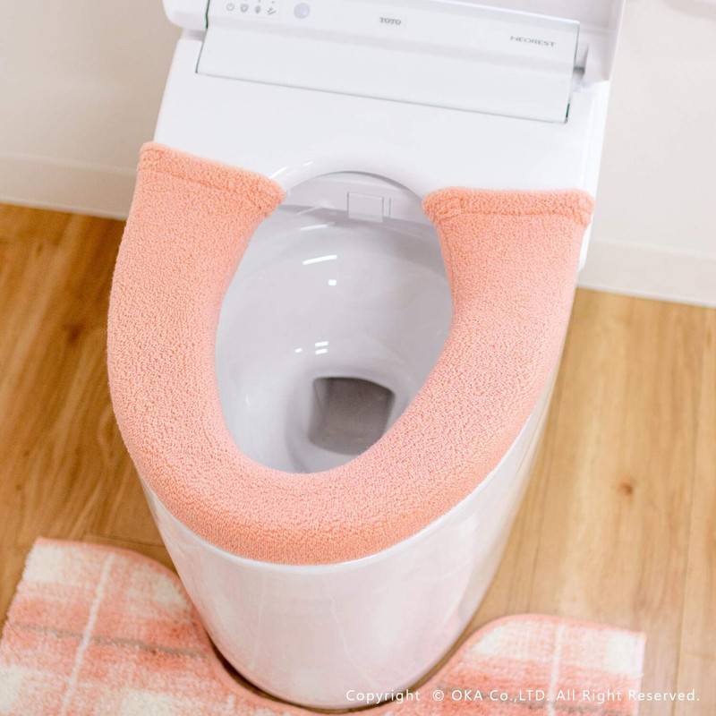 OKA Milling Toilet Seat Cover, Washing/Heating Type, Pink (Knit, Washable,