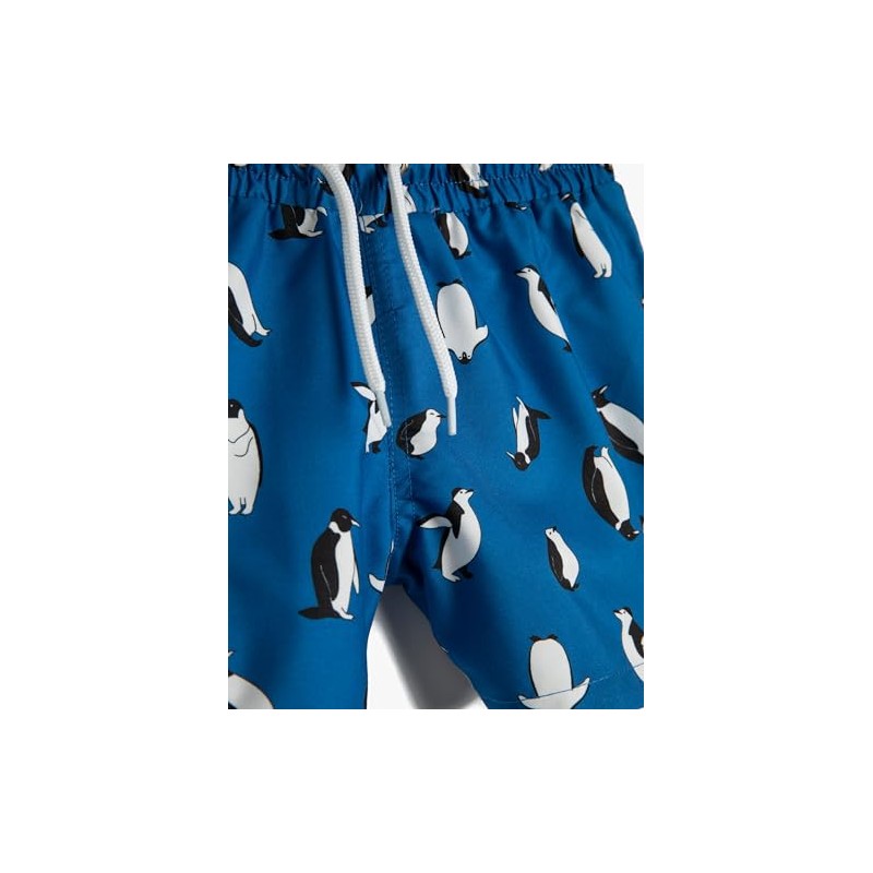 Koton Boys's Drawstring Penguin Printed Swim Trunks, Blue Design(12b)