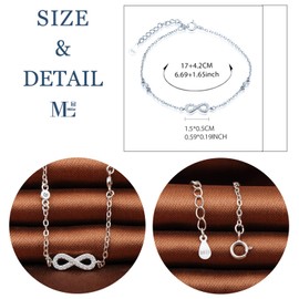 MicLee Women's Simple Bracelet Cubic Zirconia 925 Sterling Silver Allergen-Free Infinity Sign Bangle Bracelet with Gift Bag Super Gift for Mother Girlfriend, Silver Silver Zirconia, Cubic Zirconia