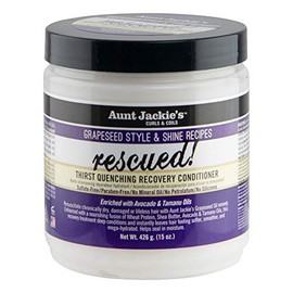 Aunt Jackie's Grapeseed Collection, Rescued! Thirst Quenching Recovery Conditioner; Sulfate & Paraben Free; Castor & Tamanu Oils Repair Damaged Hair
