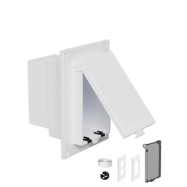 DBVR1W-1 Recessed Outdoor Outlet Box, Recessed Electrical Box for Wet Location, Recessed Non-Metallic Exterior Outlet Box with 2 Weatherproof Covers, Vertical, 1-Gang, White